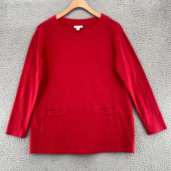 J Jill Top Womens Extra Small Red Pure Jill Long Sleeve Pockets Stretch Casual - Picture 1 of 9